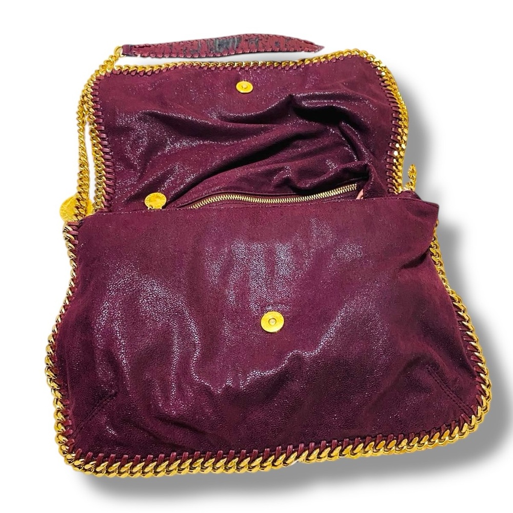 Stella McCartney Falabella Burgundy Purple Shaggy Deer Shoulder Bag Goldtone HW - Picture 13 of 17